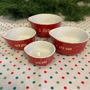 Christmas Red Nesting Holiday SnowFlakes Measuring Cups